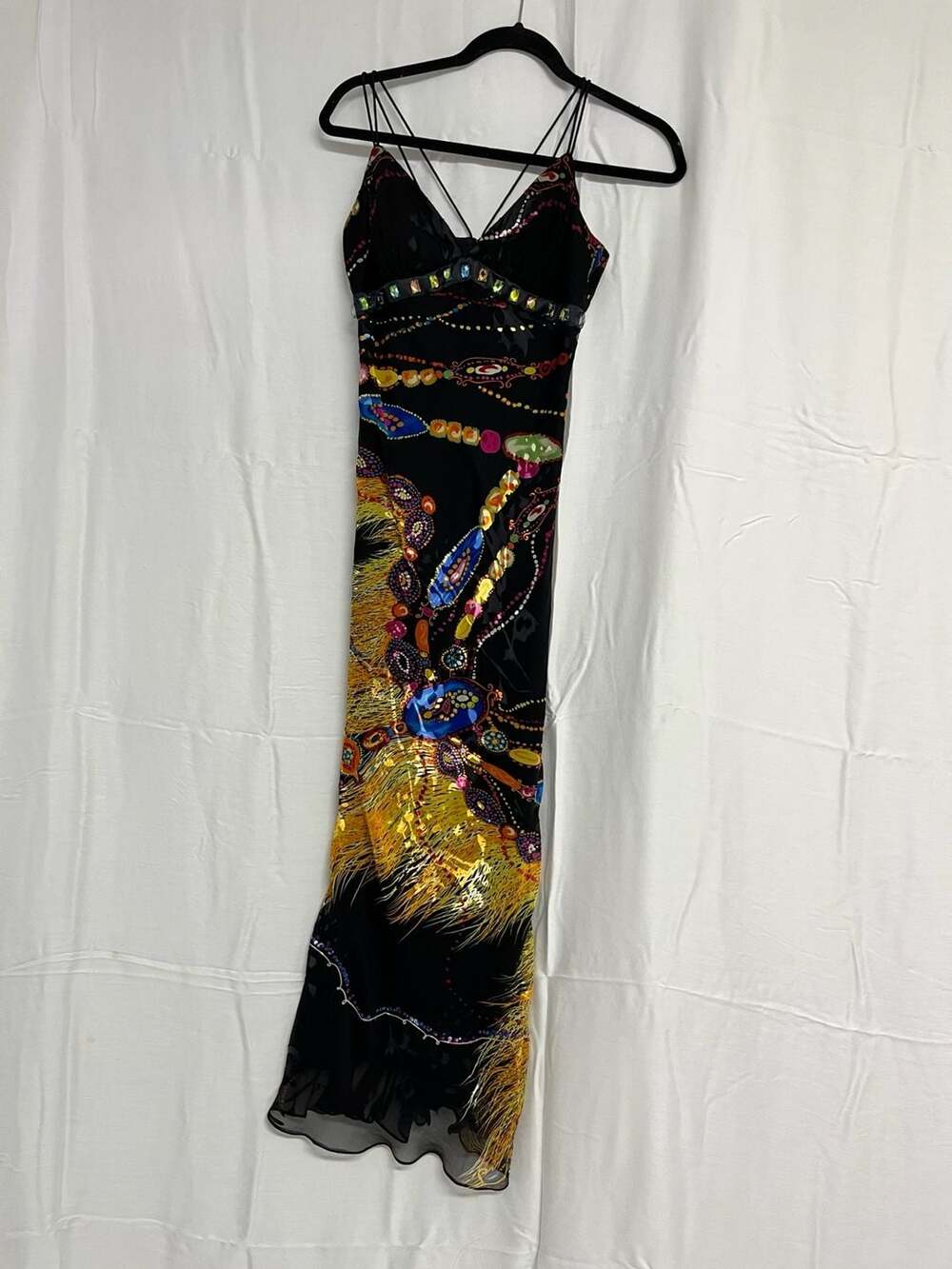 Night Way Collections Black Silk Blend Beaded and Sequined Evening Dress Size 4